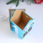 Коробка деревянная, 13.5?11.5?21 см "Новогодняя. Домик", подарочная упаковка, синий