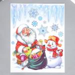 Декоративная наклейка "Дед мороз и снеговик" 30х38 см