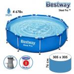 Бассейн каркасный 305 х 76 см, фильтр-насос, 56679 Bestway PromoTV