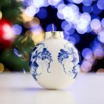 Ёлочная игрушка "Шар Новогодний", кобальтовая роспись, 6х6х5 см