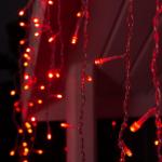 Гирлянда «Бахрома» 4 ? 0.6 м, IP44, прозрачная нить, 180 LED, свечение красное, 8 режимов, 220 В