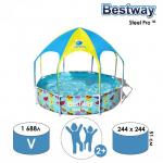 Бассейн каркасный Steel Pro, с навесом, 244 х 51 см, от 2 лет, 56432 Bestway
