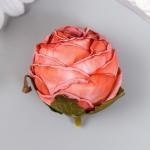 Бутон на ножке для декорирования "Пионовидная роза красно-оранжевая" 4х5 см