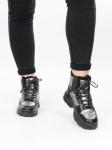 2222-3 BLACK Ботинки подростковые зимние (искусственные материалы)