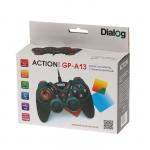 Геймпад Dialog Action GP-A13, проводной, вибрация, для PC, PS2/3, USB, черно-красный