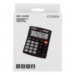 Калькулятор настольный 12-разрядный, Citizen Business Line SDC-812NR, двойное питание, 102 х 124 х 25 мм, чёрный