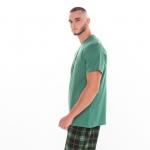 Комплект (футболка/брюки) мужской, цвет зеленый/клетка, размер 48