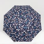 Зонт - трость полуавтоматический «Цветочки», 8 спиц, R = 51 см, цвет тёмно-синий