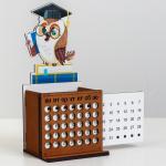 Календарь-карандашница "Мудрая сова", мдф, дуб, 16,5х8,5х21 см