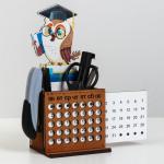 Календарь-карандашница "Мудрая сова", мдф, дуб, 16,5х8,5х21 см