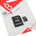 Карта памяти Smartbuy microSD, 8 Гб, SDHC, класс 4, с адаптером SD