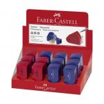 Точилка Faber-Castell с контейнером Sleeve-мини, 1 отверстие, красный/синий