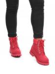 10061 RED Ботинки зимние женские (нубук, натуральная кожа, натуральный мех)