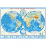 Карта мира географическая, физическая, карта полушарий, 101 х 69 см, 1:37М