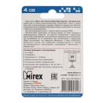 Карта памяти Mirex microSD, 4 Гб, SDHC, класс 4, с адаптером SD