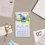 Календарь на магните односекционный "Птица на цветущей ветке"