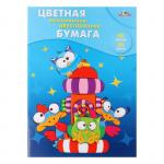 Бумага цветная двусторонняя А4, 48 листов, 24 цвета "Весёлые друзья", мелованная, в папке