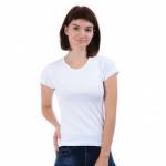 Женская однотонная футболка из хлопка, белая (эконом)  (арт. FEG-02)