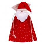 Мешок для подарков «Дед мороз», на завязках, со звёздами, 35?25 см