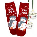 11014 Дизайнерские носки серии Рождество и Новый год "Счастливый Снеговик" (красный), р-р 38-42 (красный)
