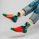08106 Дизайнерские носки серии Вдохновение "Жизнь прекрасна" р-р 36-41 (красный зеленый)