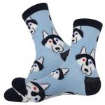 58903 Дизайнерские носки серии В мире животных "Хаски", р-р 36-42 (голубой)