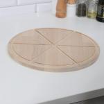 Доска деревянная с желобом "Для пиццы" на 6 кусков 32х32х1,8 см береза
