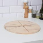 Доска деревянная "Для пиццы" на 6 кусков 32х32х1,8 см береза