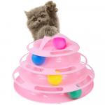 Игрушка для кошек Трек-башня с мячиками "Чистый котик" розовый