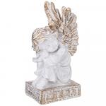 169-569 фигурка декоративная "ангелочек на пьедестале" цвет:белый с позолотой высота=20см