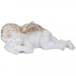 169-566 фигурка декоративная "ангелочек-мечтатель" цвет:белый с позолотой 13*36*19см