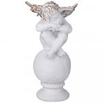 169-575 фигурка декоративная "ангел спящий на шаре" цвет:белый с позолотой высота=42см