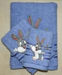 Махровое полотенце "Кролик Банни"- СИНИЙ 50*100 см хлопок 100%