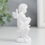 Сувенир полистоун "Белоснежный ангел задумчивый на колонне с цветами" МИКС 7,5х3х3 см