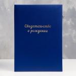 Папка для свидетельства о рождении "Синяя" бумвинил, мягкая, А4