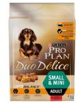 Корм PRO PLAN Duo Delice Small & Mini OPTI BALANCE (комплекс, учитывающий возраст и телосложение) для собак малых и миниатюрных пород, с говядиной, 2,5 кг