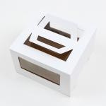 Коробка под торт 2 окна, с ручками, белая, 30 х 30 х 20 см