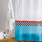 Занавеска (штора) Race для ванной комнаты тканевая 180х180 см., цвет белый и голубой