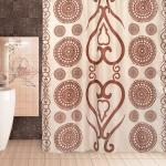 Занавеска (штора) Zelidzh для ванной комнаты тканевая 180х200 см., цвет коричневый бежевый
