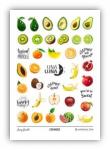 Слайдер-дизайн для ногтей UNA LUNA - Jucy fruits Объёмные фрукты, авокадо, надписи