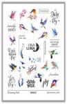 Слайдер-дизайн для ногтей UNA LUNA - Charming birds Акварельные птички и надписи