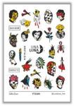 Слайдер-дизайн для ногтей UNA LUNA - Tatoo teens Яркие графичные тату, черепа