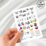 Слайдер-дизайн для ногтей UNA LUNA - Insects on fruit Графичные бабочки, фрукты