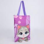Детский сумка-шопер с допиками «Котик» на молнии, 32*23см