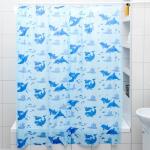 Штора для ванной «Дельфины», 180?180 см, полиэтилен, цвет голубой