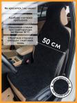 Меховая накидка на кресло автомобиля черная ЭКО, с накладкой на подголовник