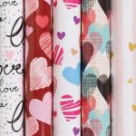 Бумага упаковочная мелованная "Love", 70x100 см, 5 дизайнов ассорти, ЗОЛОТАЯ СКАЗКА, 591595