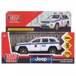 CHEROKEE-12POL-WH Машина металл "jeep grand cherokee полиция" 12 см, инерц., белый в кор. Технопарк