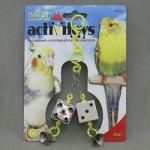 J.W. И грушка д/птиц - Кубики зеркальные с колокольчиками, пластик, Dice Toy for birds *3