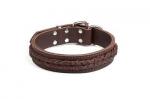 GRIPALLE Берт 40-50S 2264 Ошейник кожаный двухслойный с косичкой для собак, стальная фурнитура 40 мм*50 см, Коричневый *15
